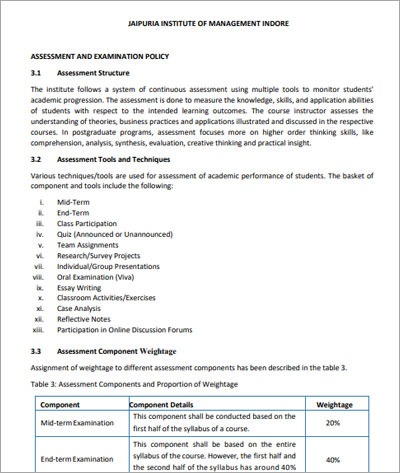 Exam-policy