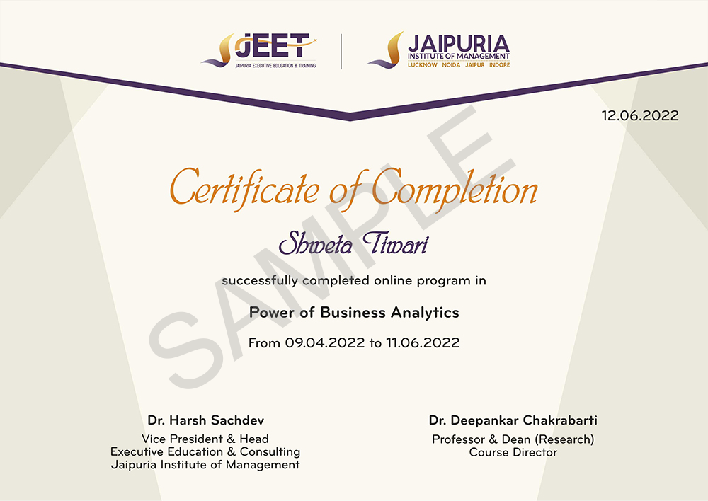Jaipuria-JEET-Participation-Certificate